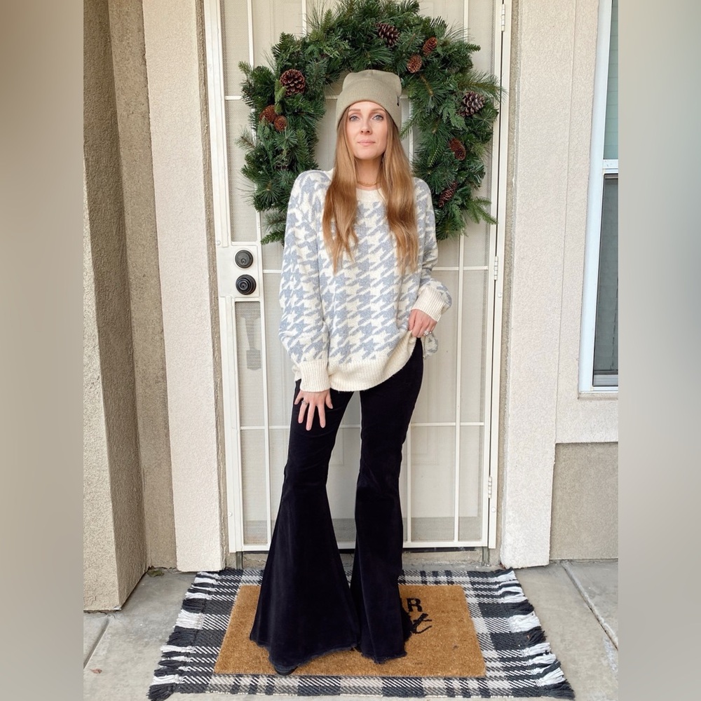 Houndstooth print oversized sweater